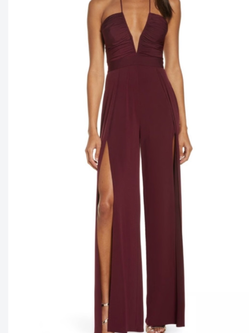 NWT Halter Rouched Wide Leg Jumpsuit